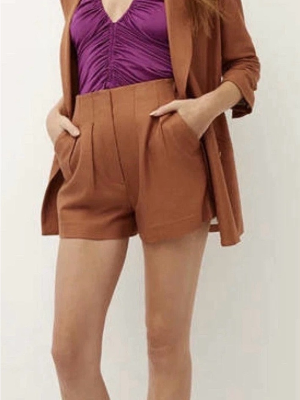 Veronica Beard Gables Golden Brown Shorts Pleated Sz 10 Women’s Pockets